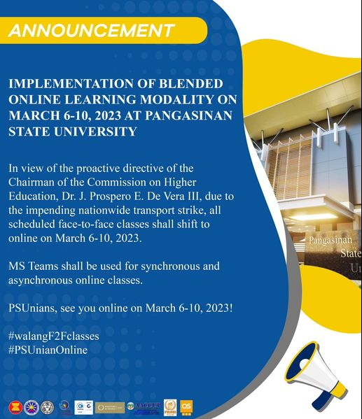 PSU Implementation of Blended Online Learning Modality in Compliance with CHED’s Directives Amid Nationwide Transport Strike