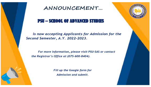 APPLICATION FOR ADMISSION IS NOW OPEN!