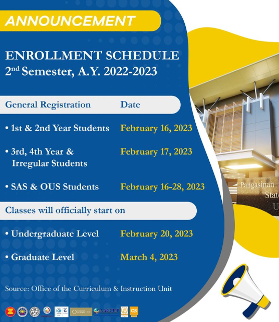 Enrollment Schedule for A.Y. 2022-2023